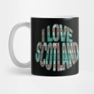 I LOVE SCOTLAND Christmas Tartan Colour Typography Design Mug